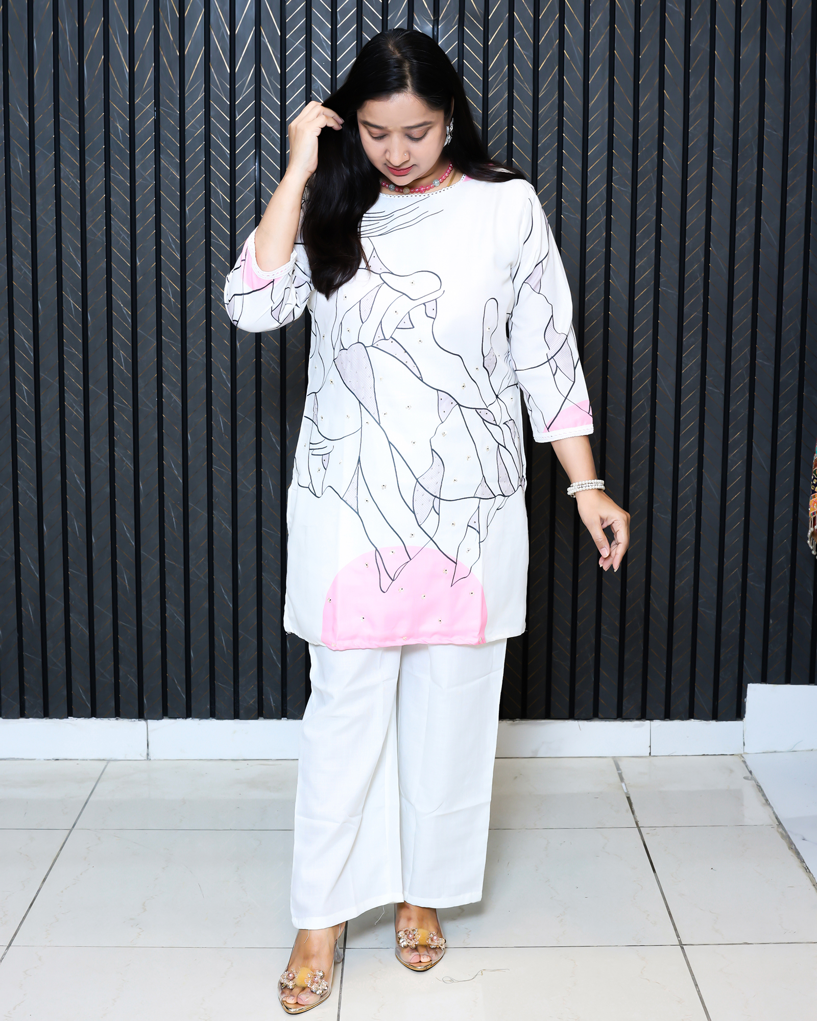 Summer Wear Cotton Cordset White