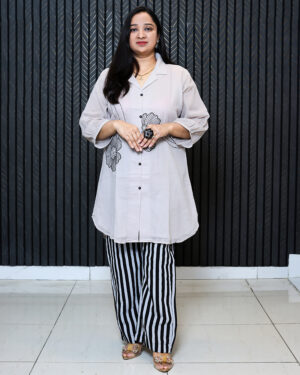 Summer Wear Cotton Cordset Grey
