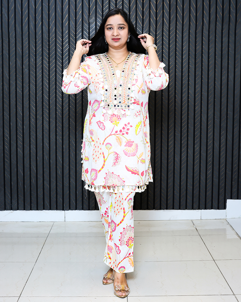 Summer Wear Cotton Cordset White