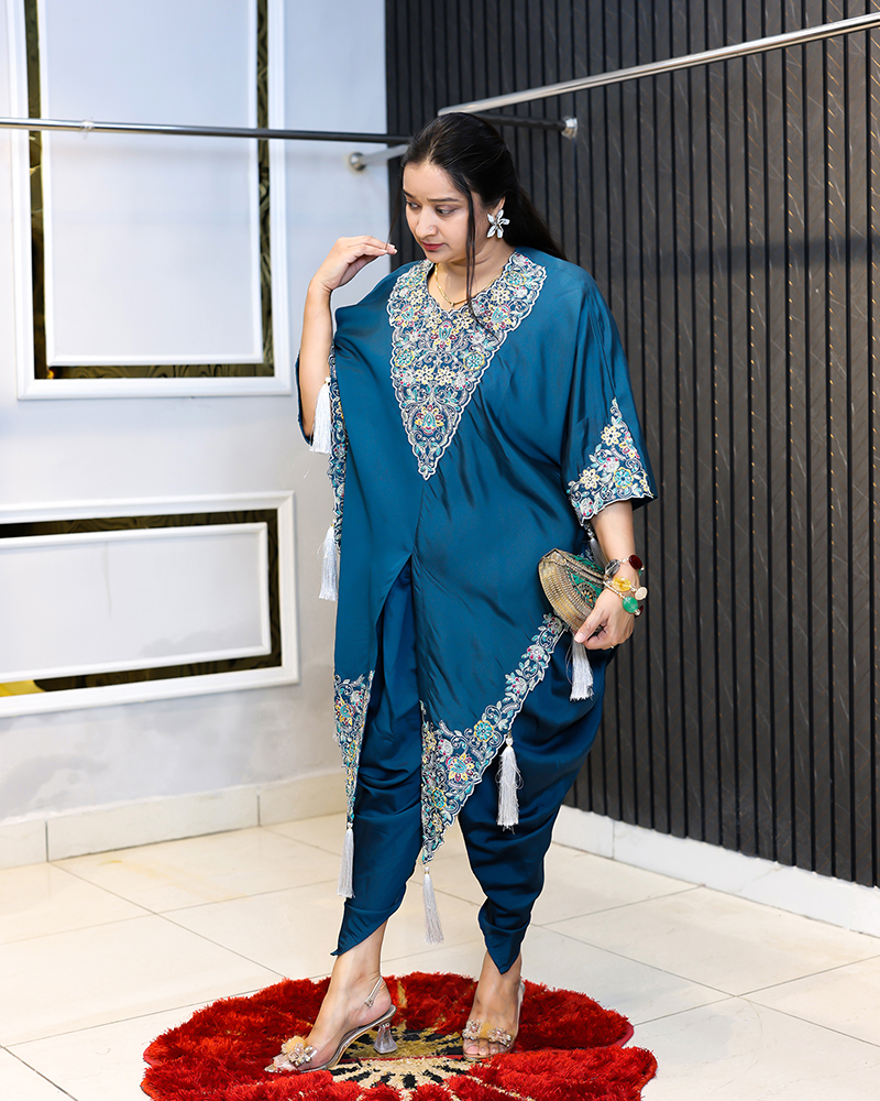 Premium Teal Blue Handwork Co-Ord Set
